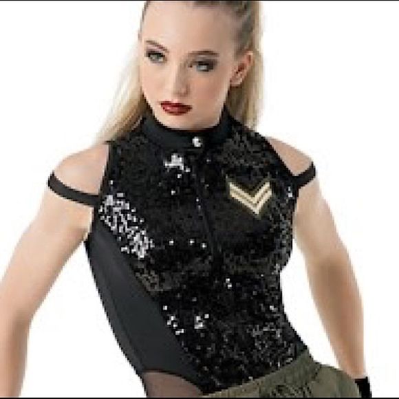 Weissman Costumes Weissman Dance Jazz Costume Black Sequin Leotard